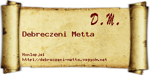 Debreczeni Metta névjegykártya